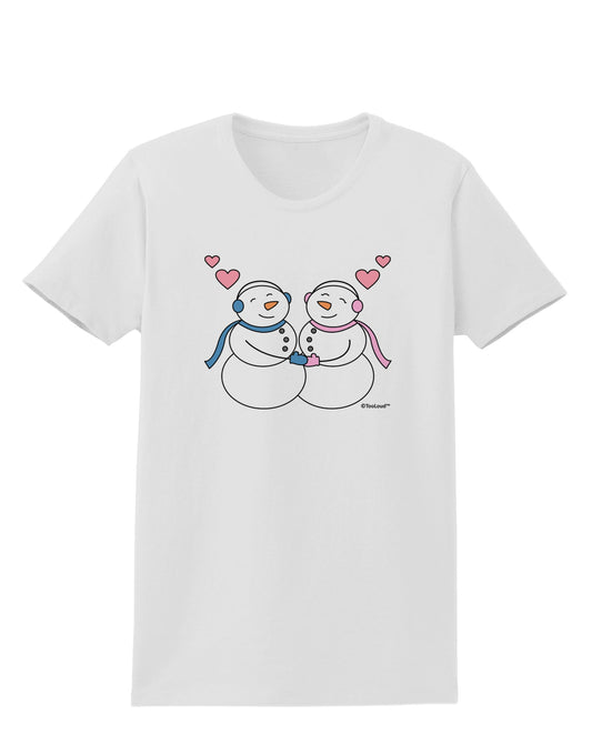 Cute Snowman and Snowwoman Couple Womens T-Shirt by TooLoud-Womens T-Shirt-TooLoud-White-X-Small-Davson Sales