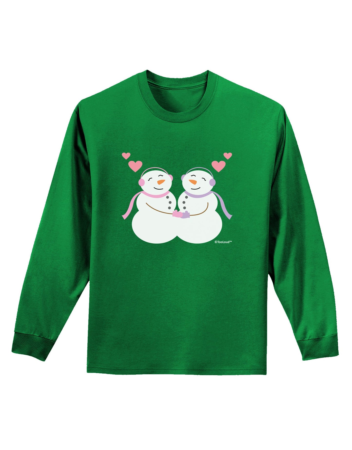 Cute Snowwoman Couple Adult Long Sleeve Dark T-Shirt by TooLoud-TooLoud-Kelly-Green-Small-Davson Sales