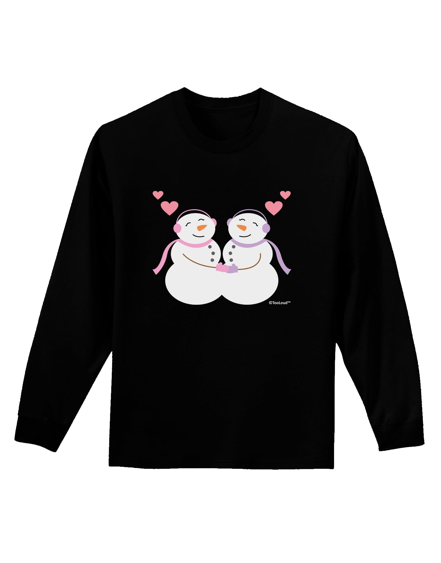 Cute Snowwoman Couple Adult Long Sleeve Dark T-Shirt by TooLoud-TooLoud-Black-Small-Davson Sales