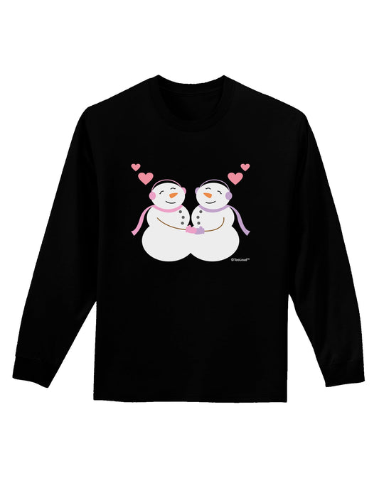 Cute Snowwoman Couple Adult Long Sleeve Dark T-Shirt by TooLoud-TooLoud-Black-Small-Davson Sales