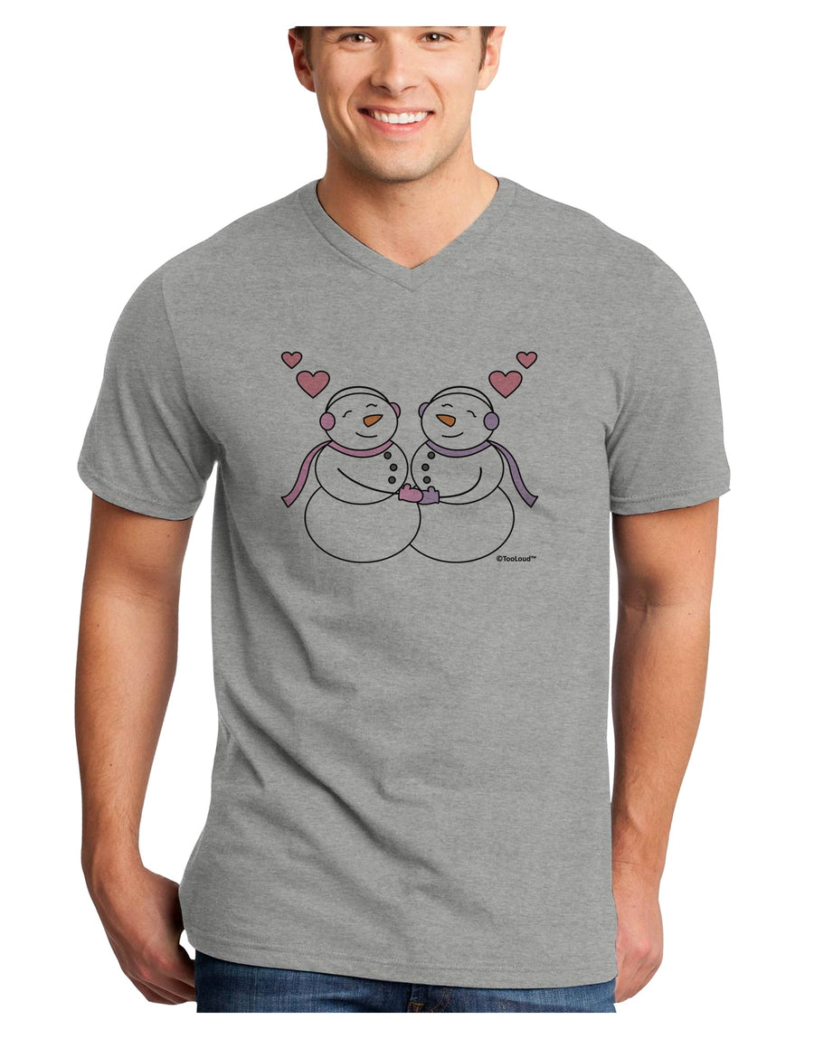 Cute Snowwoman Couple Adult V-Neck T-shirt by TooLoud-Mens V-Neck T-Shirt-TooLoud-White-Small-Davson Sales