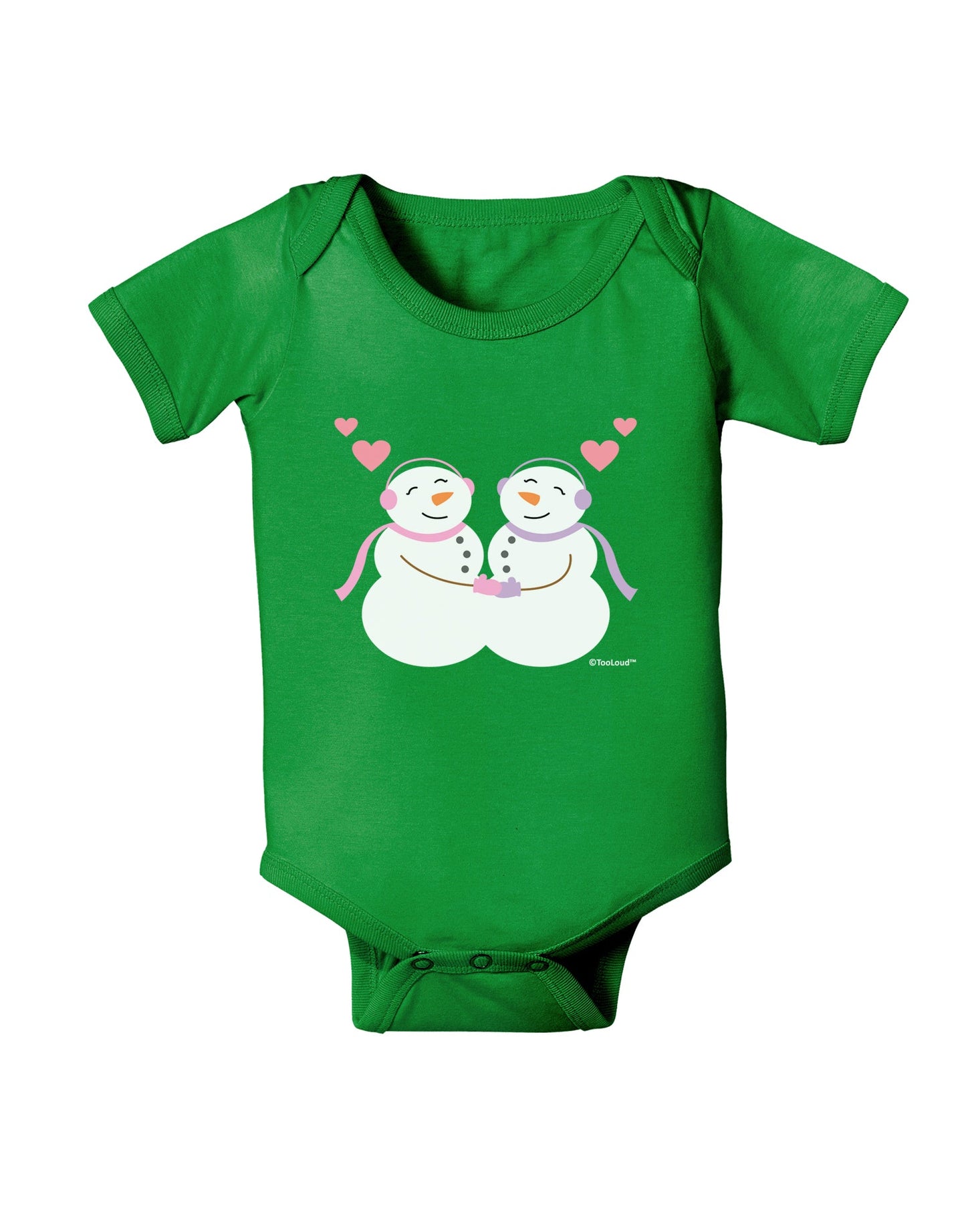 Cute Snowwoman Couple Baby Romper Bodysuit Dark by TooLoud-Baby Romper-TooLoud-Clover-Green-06-Months-Davson Sales