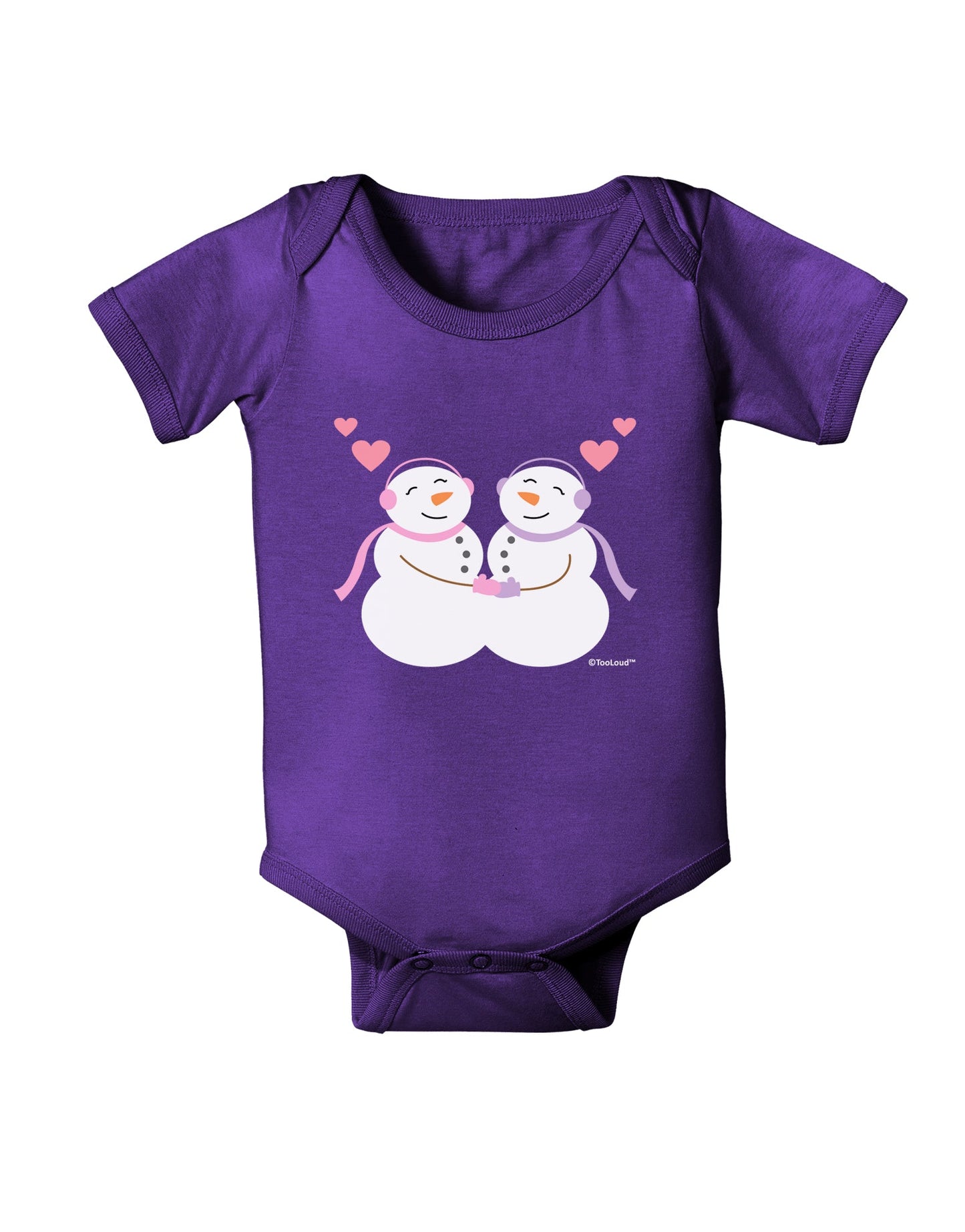 Cute Snowwoman Couple Baby Romper Bodysuit Dark by TooLoud-Baby Romper-TooLoud-Purple-06-Months-Davson Sales