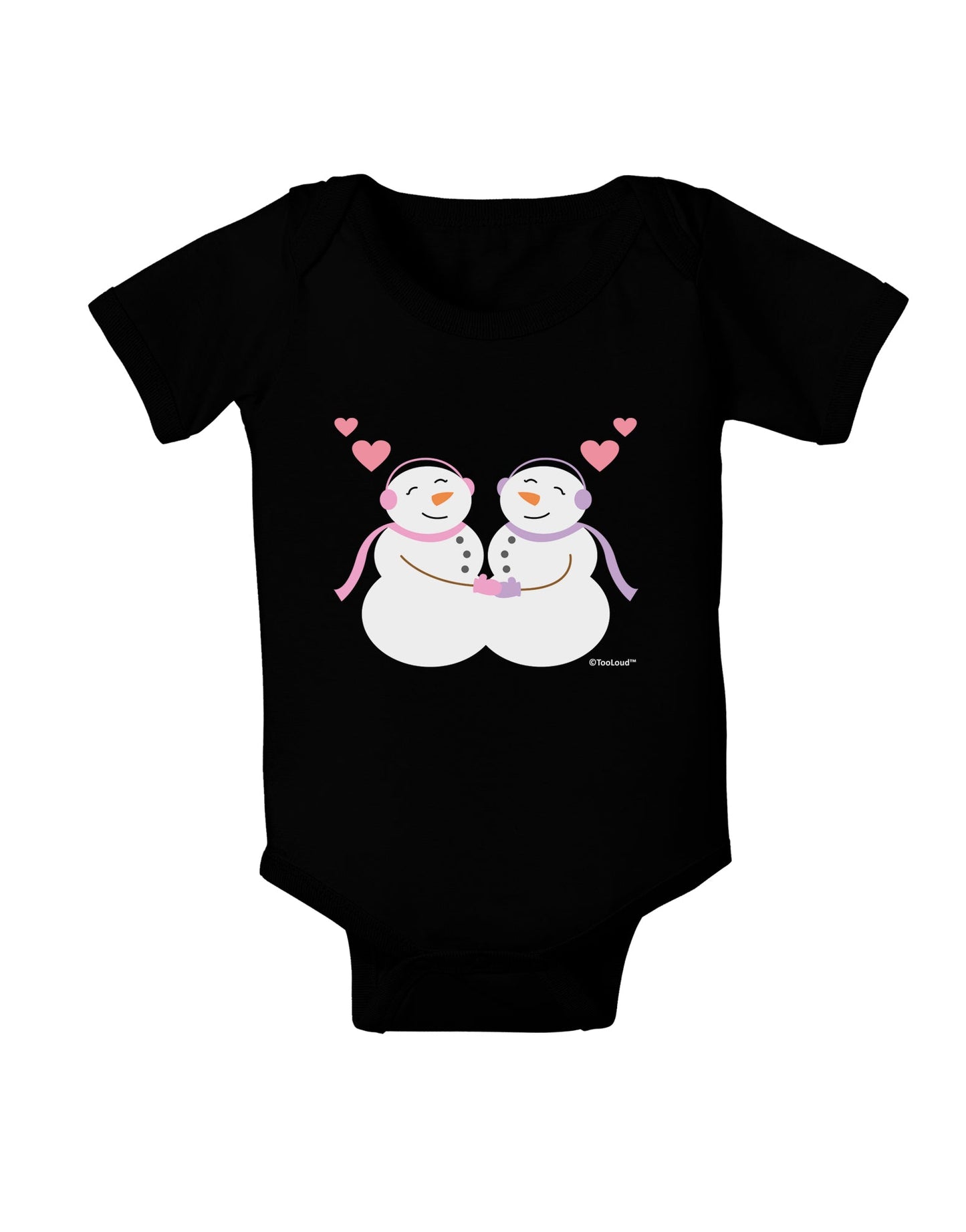 Cute Snowwoman Couple Baby Romper Bodysuit Dark by TooLoud-Baby Romper-TooLoud-Black-06-Months-Davson Sales