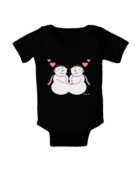 Cute Snowwoman Couple Baby Romper Bodysuit Dark by TooLoud-Baby Romper-TooLoud-Black-06-Months-Davson Sales