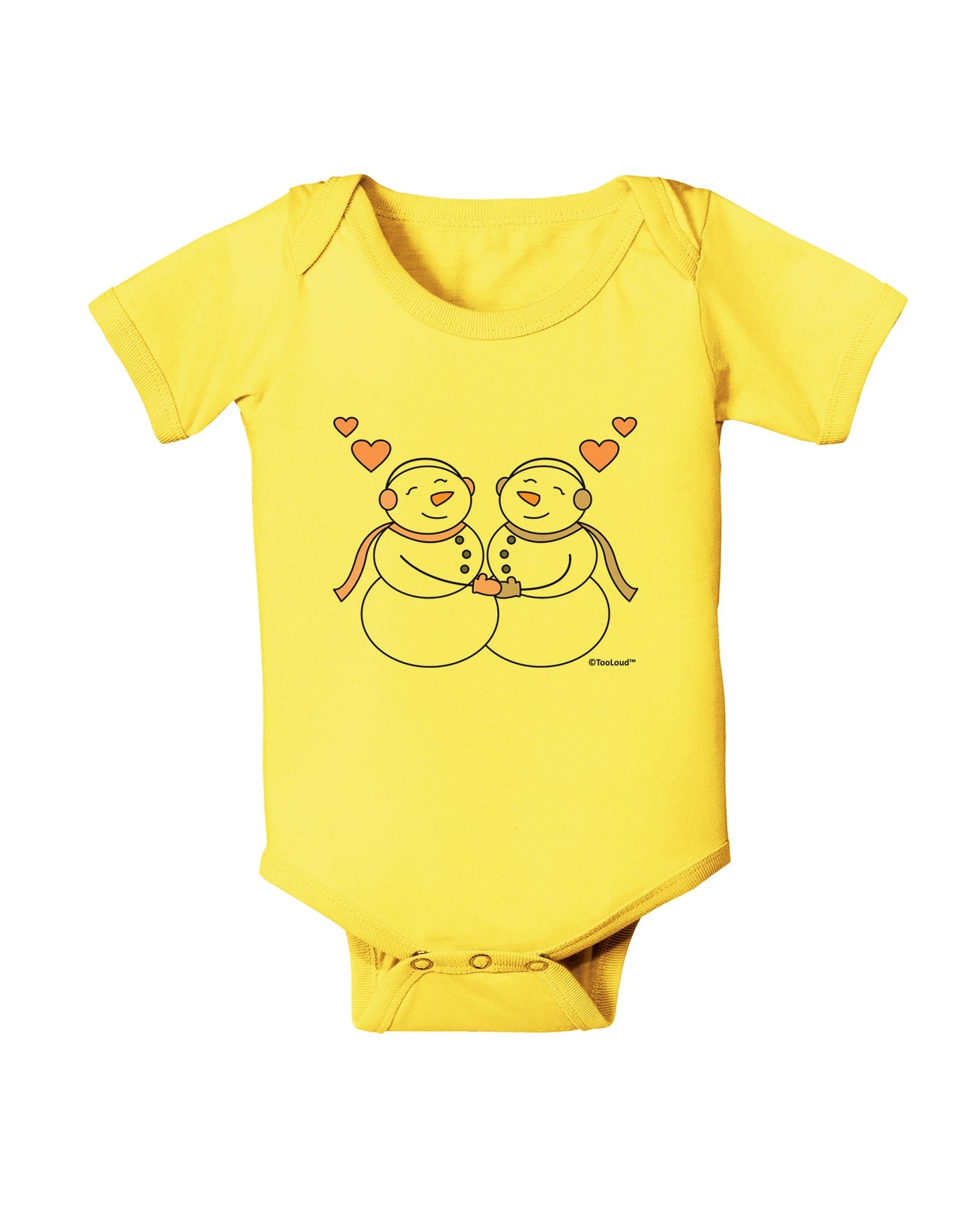 Cute Snowwoman Couple Baby Romper Bodysuit by TooLoud-Baby Romper-TooLoud-Yellow-06-Months-Davson Sales