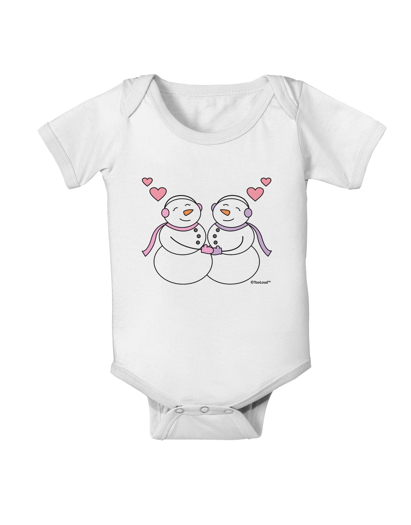 Cute Snowwoman Couple Baby Romper Bodysuit by TooLoud-Baby Romper-TooLoud-White-06-Months-Davson Sales