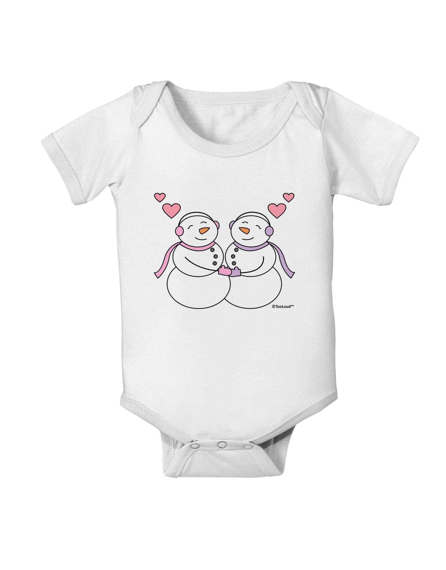Cute Snowwoman Couple Baby Romper Bodysuit by TooLoud-Baby Romper-TooLoud-White-06-Months-Davson Sales