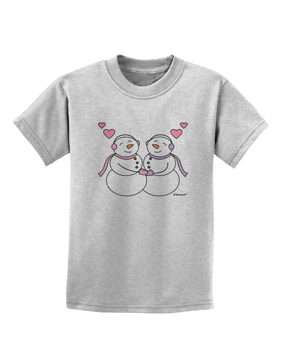 Cute Snowwoman Couple Childrens T-Shirt by TooLoud-Childrens T-Shirt-TooLoud-AshGray-X-Small-Davson Sales