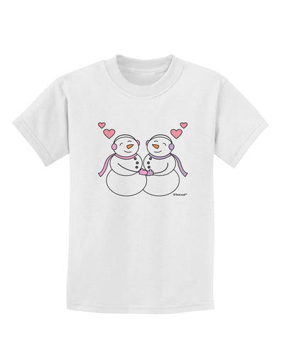 Cute Snowwoman Couple Childrens T-Shirt by TooLoud-Childrens T-Shirt-TooLoud-White-X-Small-Davson Sales