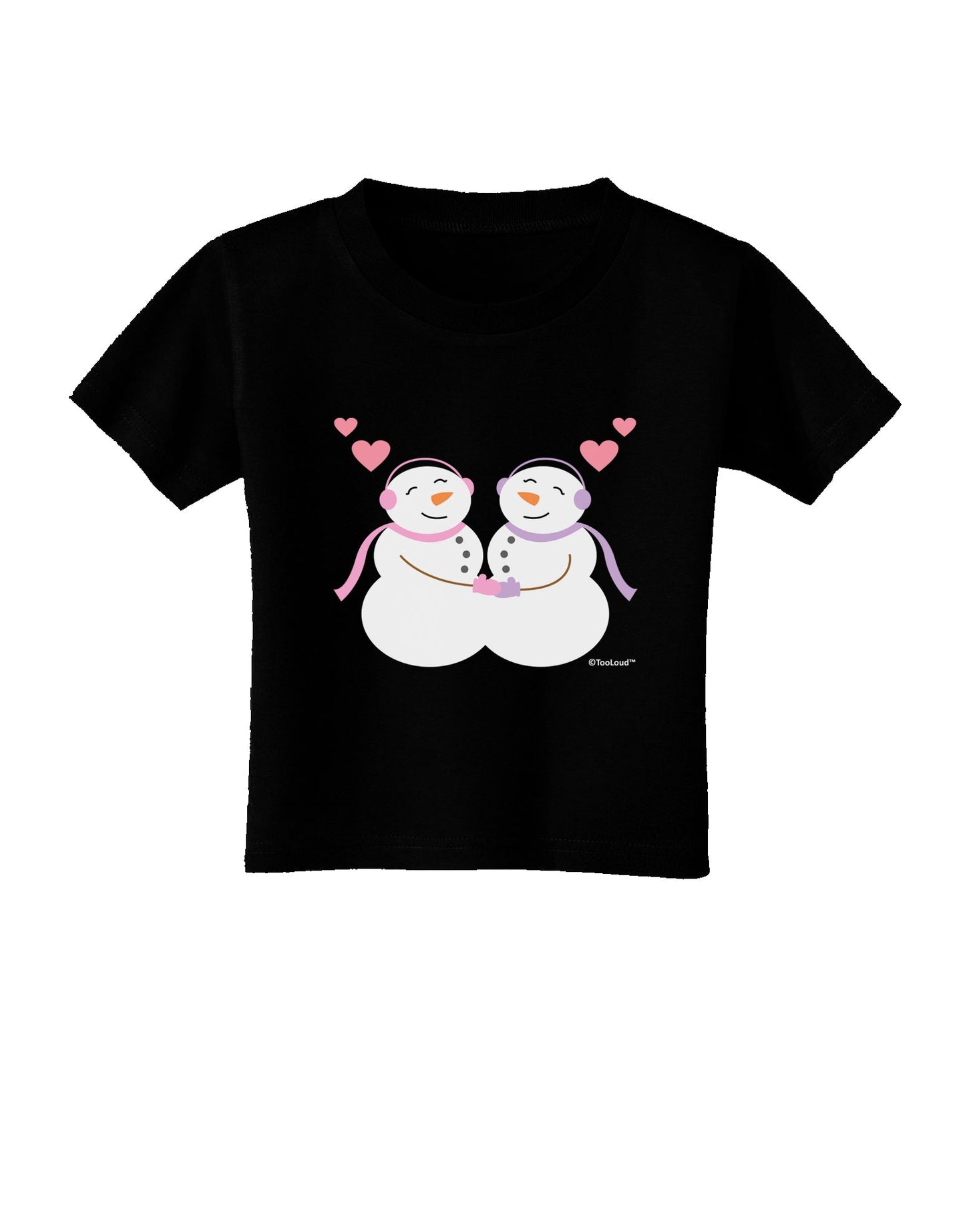 Cute Snowwoman Couple Toddler T-Shirt Dark by TooLoud-Toddler T-Shirt-TooLoud-Black-2T-Davson Sales