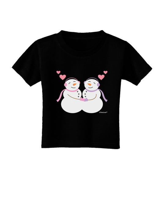 Cute Snowwoman Couple Toddler T-Shirt Dark by TooLoud-Toddler T-Shirt-TooLoud-Black-2T-Davson Sales