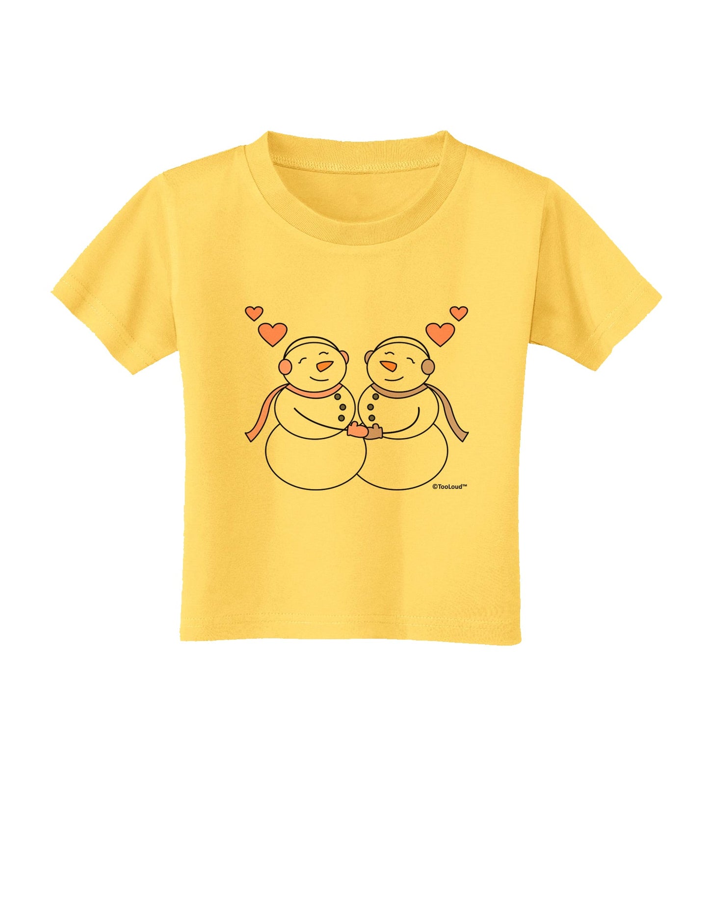 Cute Snowwoman Couple Toddler T-Shirt by TooLoud-Toddler T-Shirt-TooLoud-Yellow-2T-Davson Sales