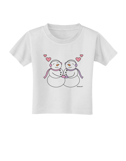 Cute Snowwoman Couple Toddler T-Shirt by TooLoud-Toddler T-Shirt-TooLoud-White-2T-Davson Sales