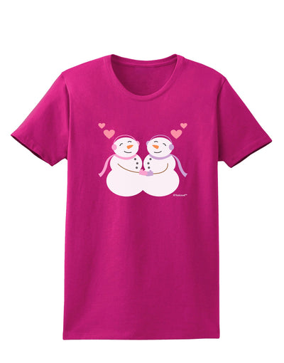 Cute Snowwoman Couple Womens Dark T-Shirt by TooLoud-Womens T-Shirt-TooLoud-Hot-Pink-Small-Davson Sales