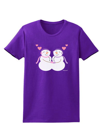 Cute Snowwoman Couple Womens Dark T-Shirt by TooLoud-Womens T-Shirt-TooLoud-Purple-X-Small-Davson Sales