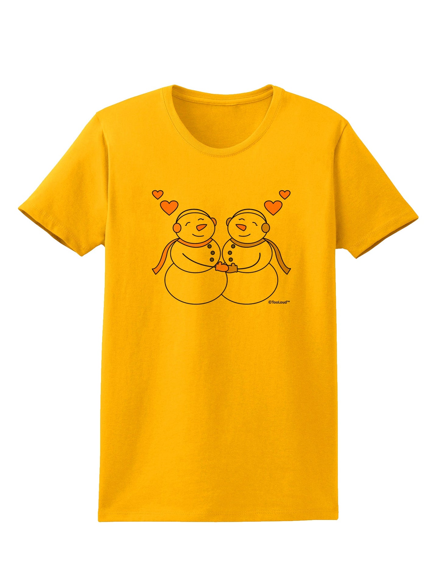 Cute Snowwoman Couple Womens T-Shirt by TooLoud-Womens T-Shirt-TooLoud-Gold-X-Small-Davson Sales