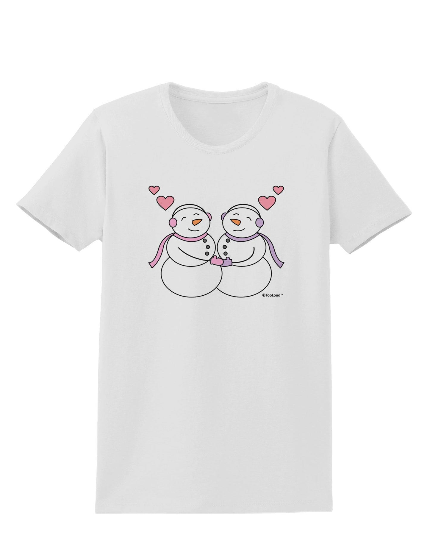 Cute Snowwoman Couple Womens T-Shirt by TooLoud-Womens T-Shirt-TooLoud-White-X-Small-Davson Sales