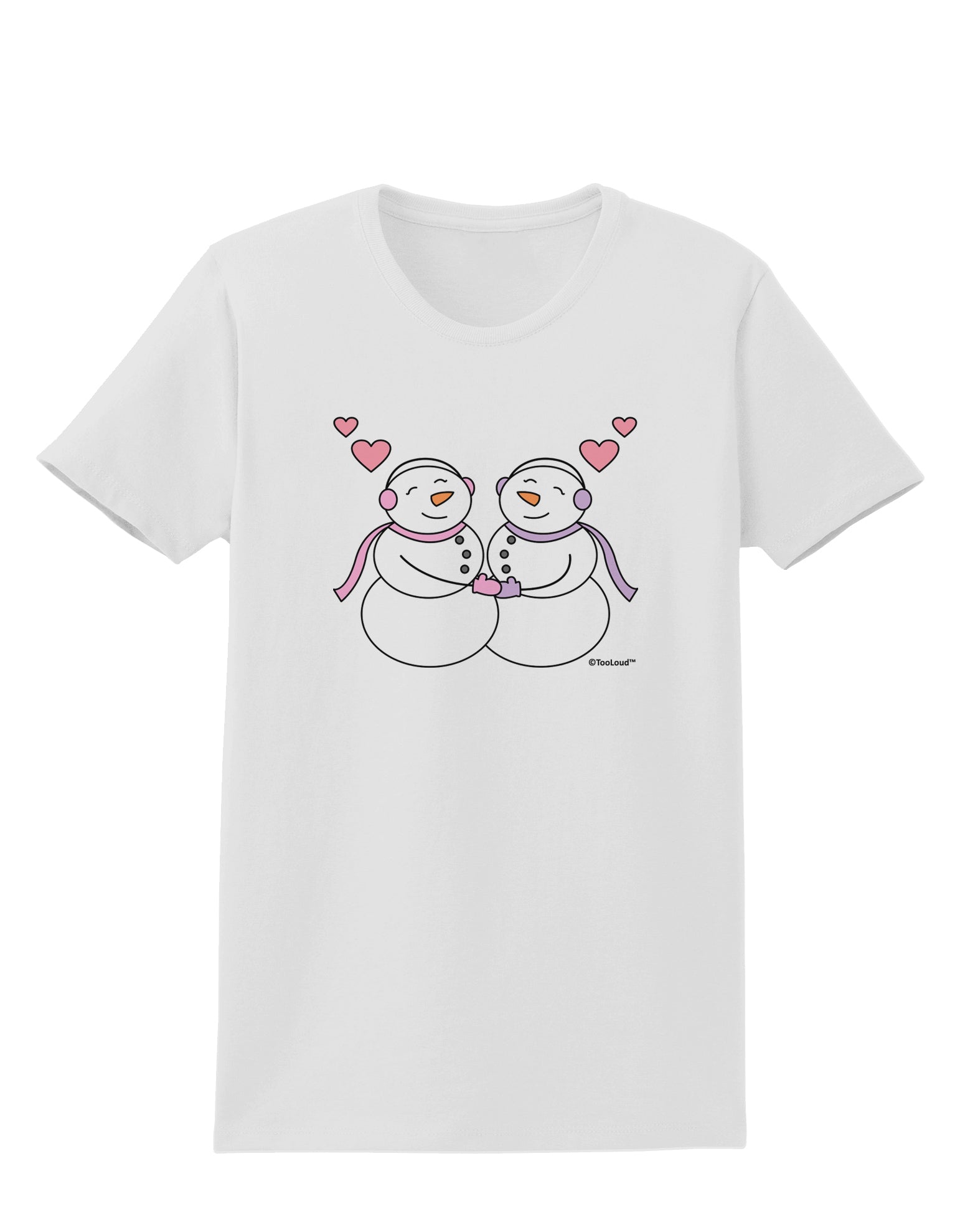 Cute Snowwoman Couple Womens T-Shirt by TooLoud-Womens T-Shirt-TooLoud-White-X-Small-Davson Sales