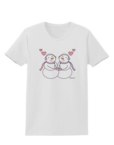 Cute Snowwoman Couple Womens T-Shirt by TooLoud-Womens T-Shirt-TooLoud-White-X-Small-Davson Sales