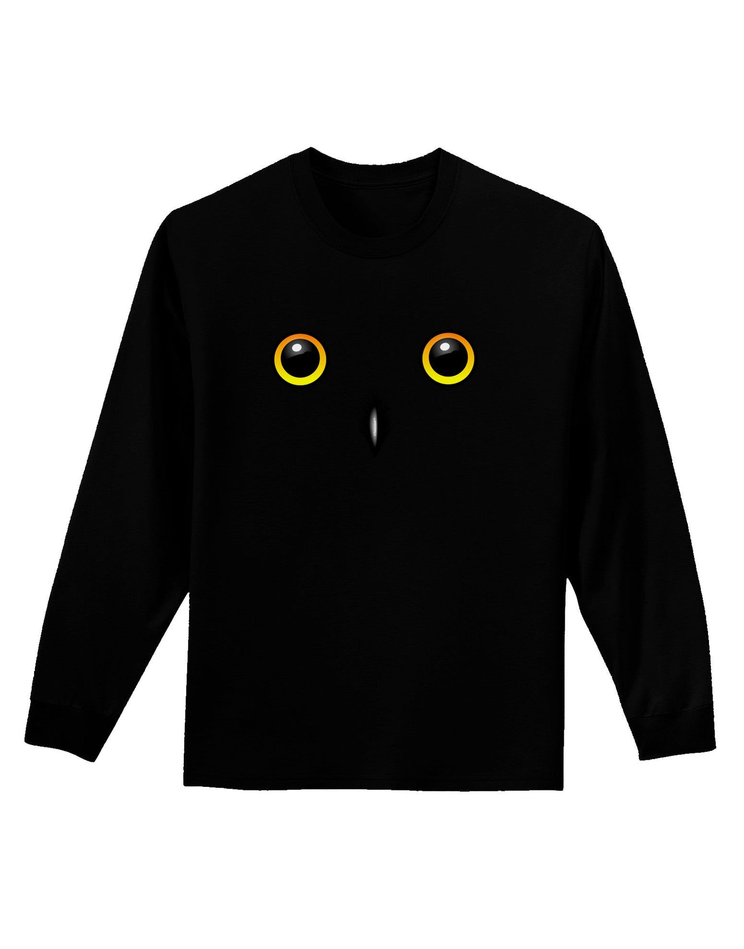 Cute Snowy Owl Face Adult Long Sleeve Dark T-Shirt-TooLoud-Black-Small-Davson Sales