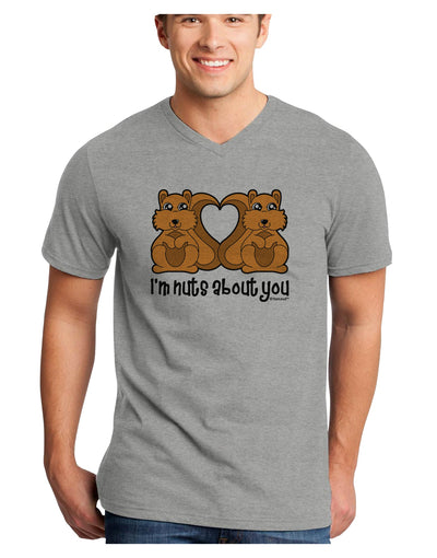 Cute Squirrels - I'm Nuts About You Adult V-Neck T-shirt by TooLoud-Mens V-Neck T-Shirt-TooLoud-HeatherGray-Small-Davson Sales