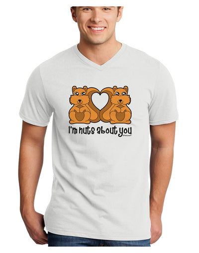 Cute Squirrels - I'm Nuts About You Adult V-Neck T-shirt by TooLoud-Mens V-Neck T-Shirt-TooLoud-White-Small-Davson Sales