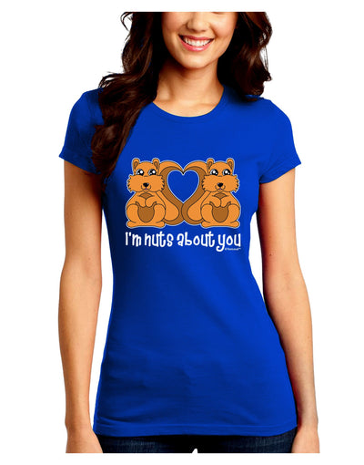 Cute Squirrels - I'm Nuts About You Juniors Crew Dark T-Shirt by TooLoud-T-Shirts Juniors Tops-TooLoud-Royal-Blue-Juniors Fitted Small-Davson Sales