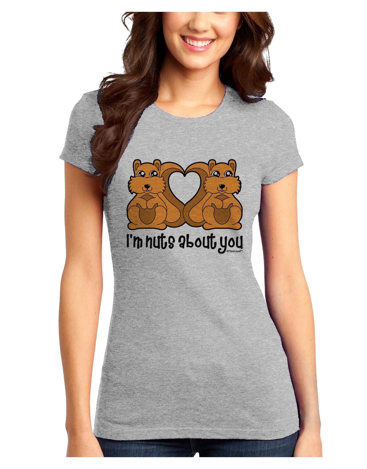 Cute Squirrels - I'm Nuts About You Juniors T-Shirt by TooLoud-Womens Juniors T-Shirt-TooLoud-Ash-Gray-Juniors Fitted X-Small-Davson Sales