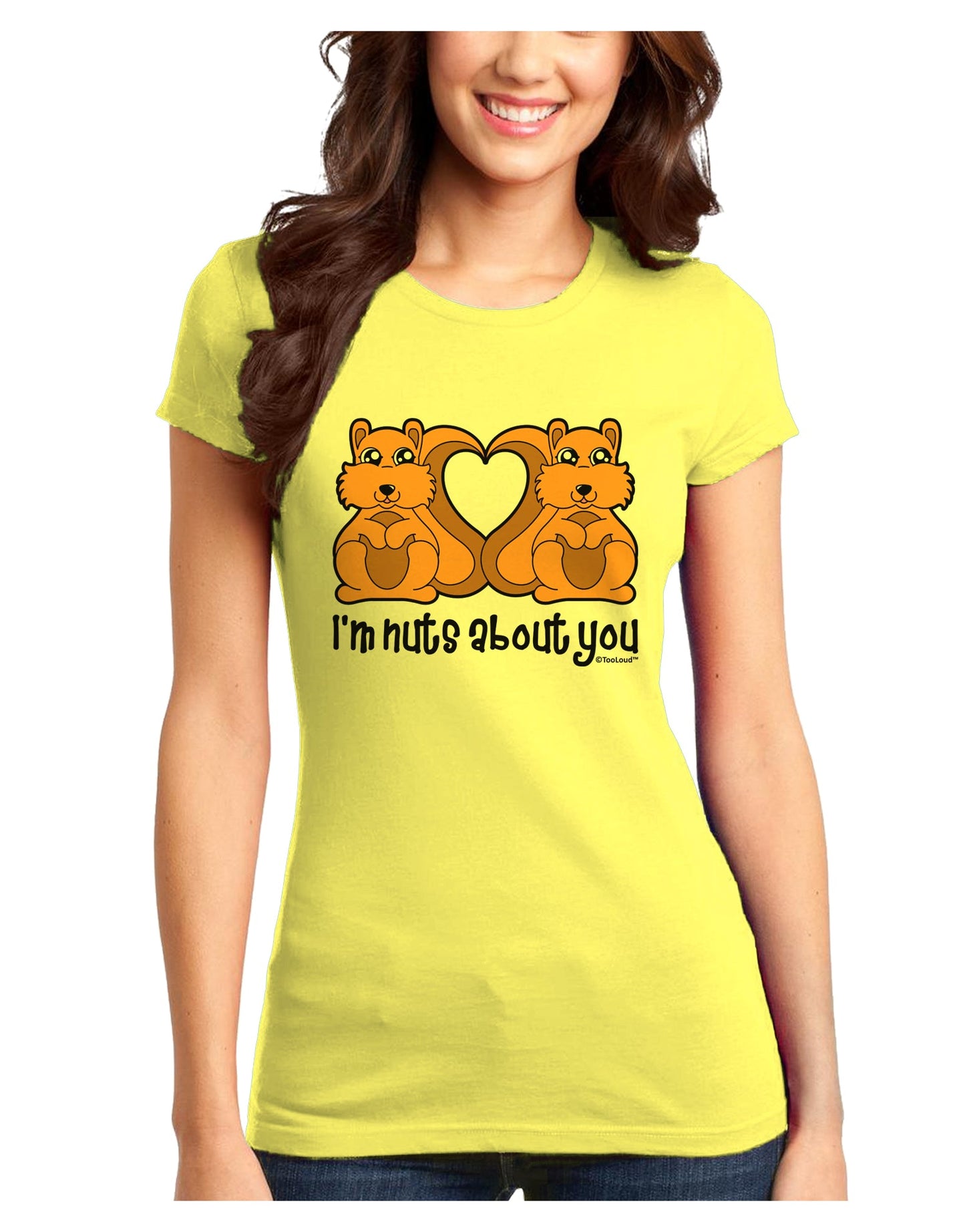 Cute Squirrels - I'm Nuts About You Juniors T-Shirt by TooLoud-Womens Juniors T-Shirt-TooLoud-Yellow-Juniors Fitted X-Small-Davson Sales