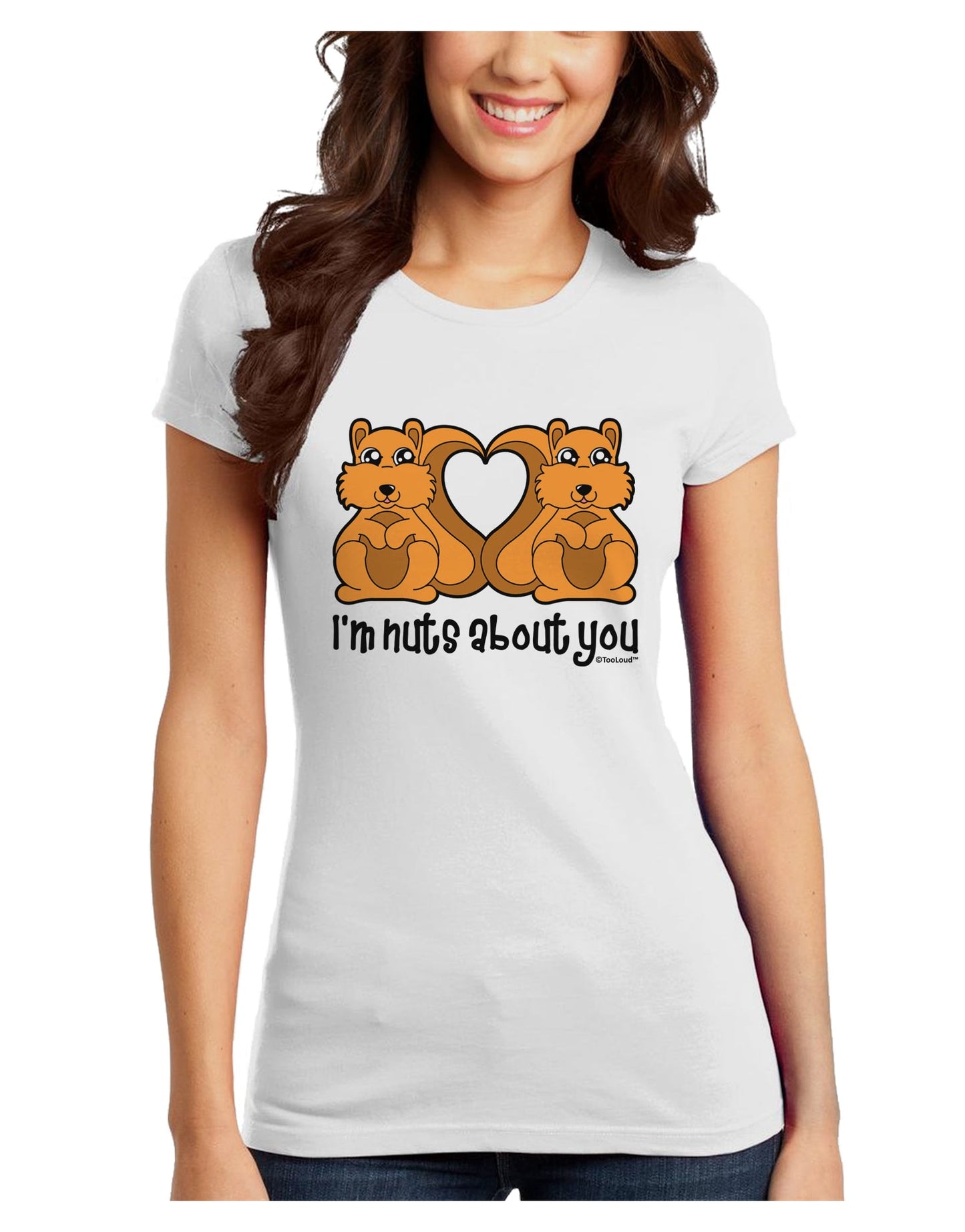 Cute Squirrels - I'm Nuts About You Juniors T-Shirt by TooLoud-Womens Juniors T-Shirt-TooLoud-White-Juniors Fitted X-Small-Davson Sales