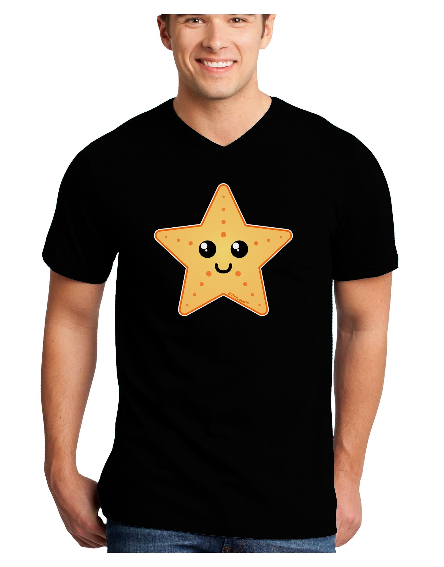 Cute Starfish Adult Dark V-Neck T-Shirt by TooLoud-Mens V-Neck T-Shirt-TooLoud-Black-Small-Davson Sales
