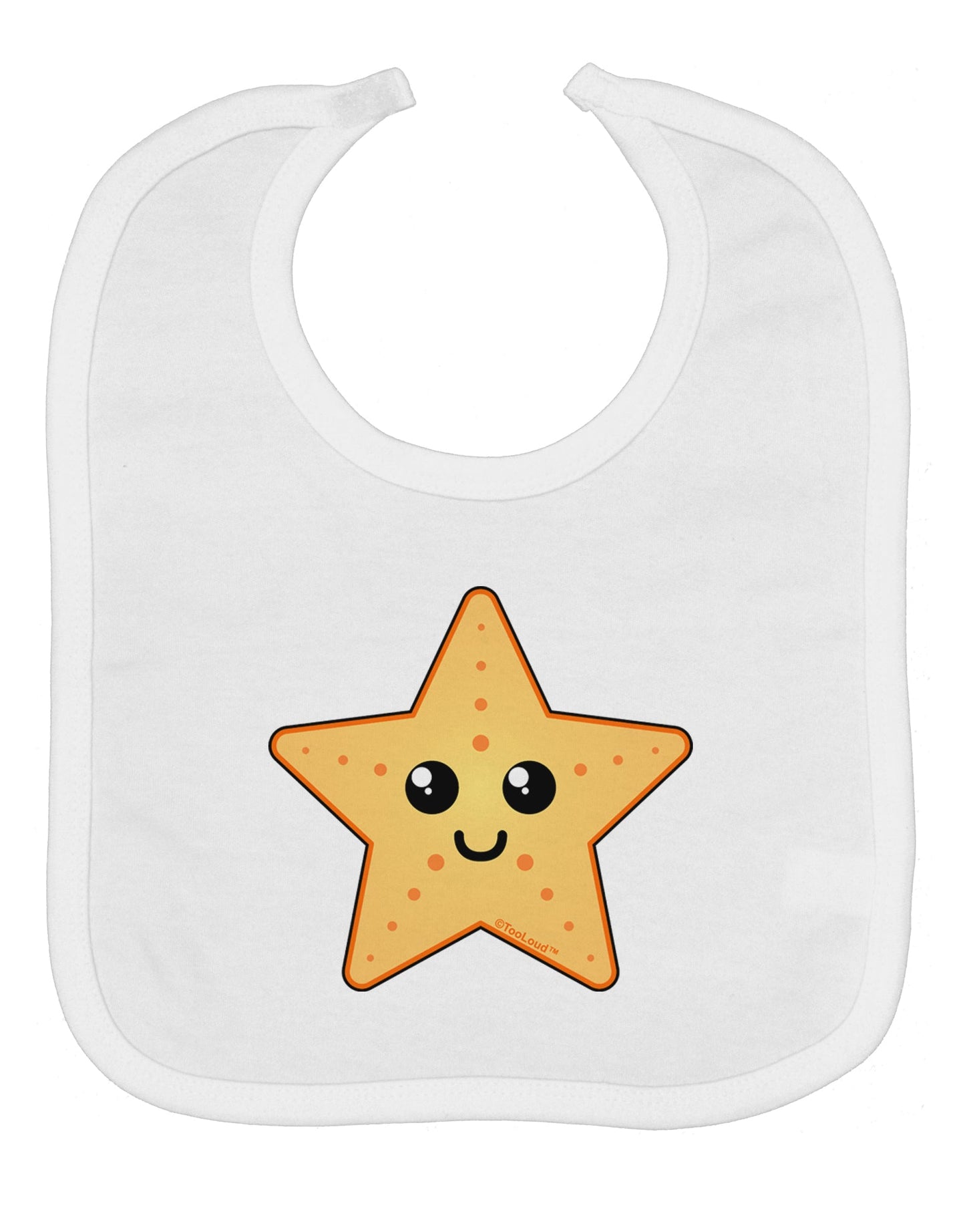 Cute Starfish Baby Bib by TooLoud