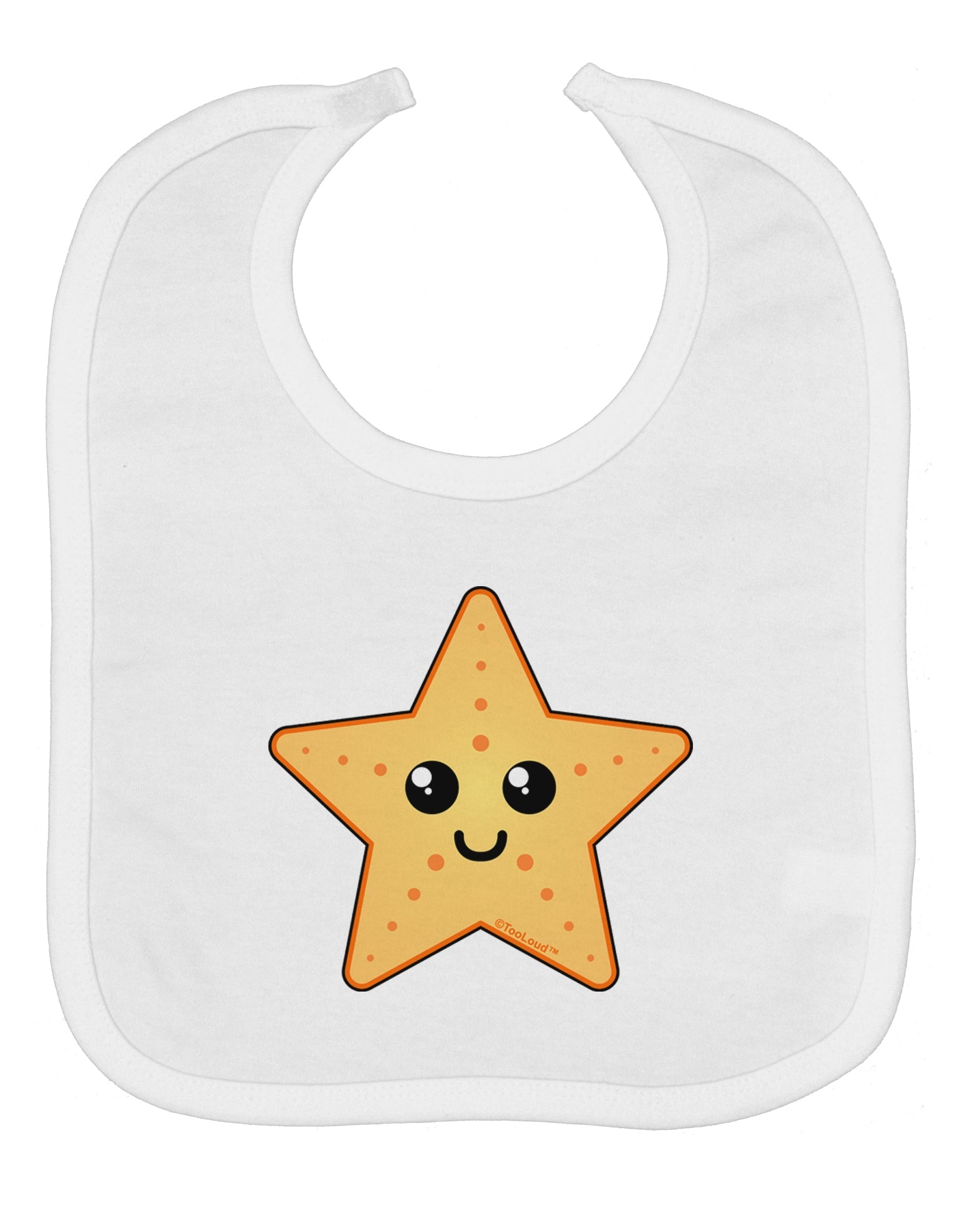 Cute Starfish Baby Bib by TooLoud