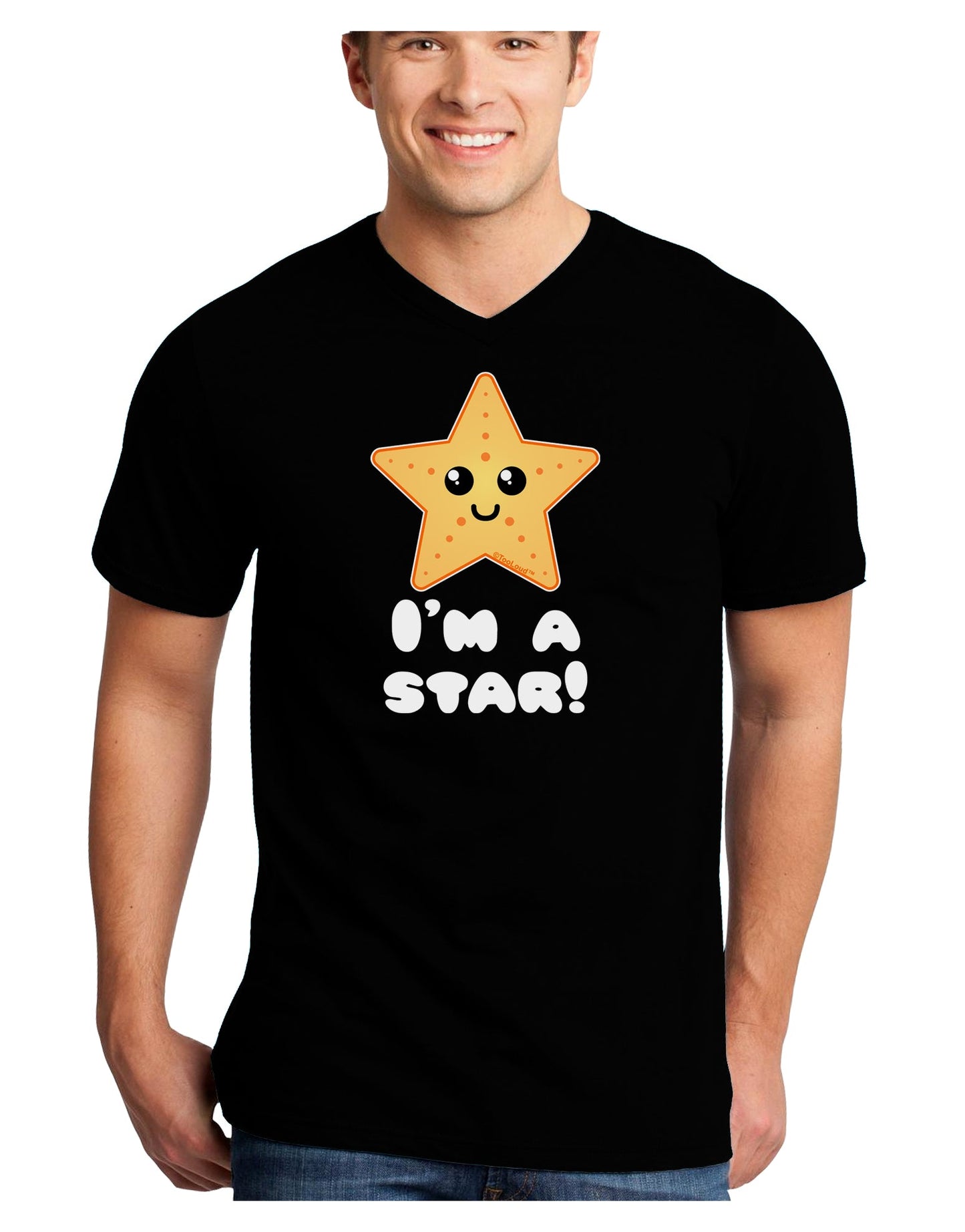 Cute Starfish - I am a Star Adult Dark V-Neck T-Shirt by TooLoud-Mens V-Neck T-Shirt-TooLoud-Black-Small-Davson Sales
