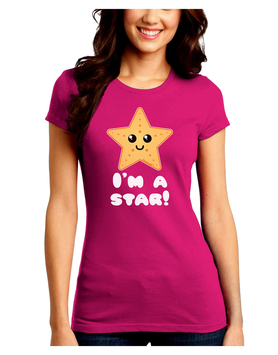 Cute Starfish - I am a Star Juniors Crew Dark T-Shirt by TooLoud-T-Shirts Juniors Tops-TooLoud-Black-Juniors Fitted Small-Davson Sales