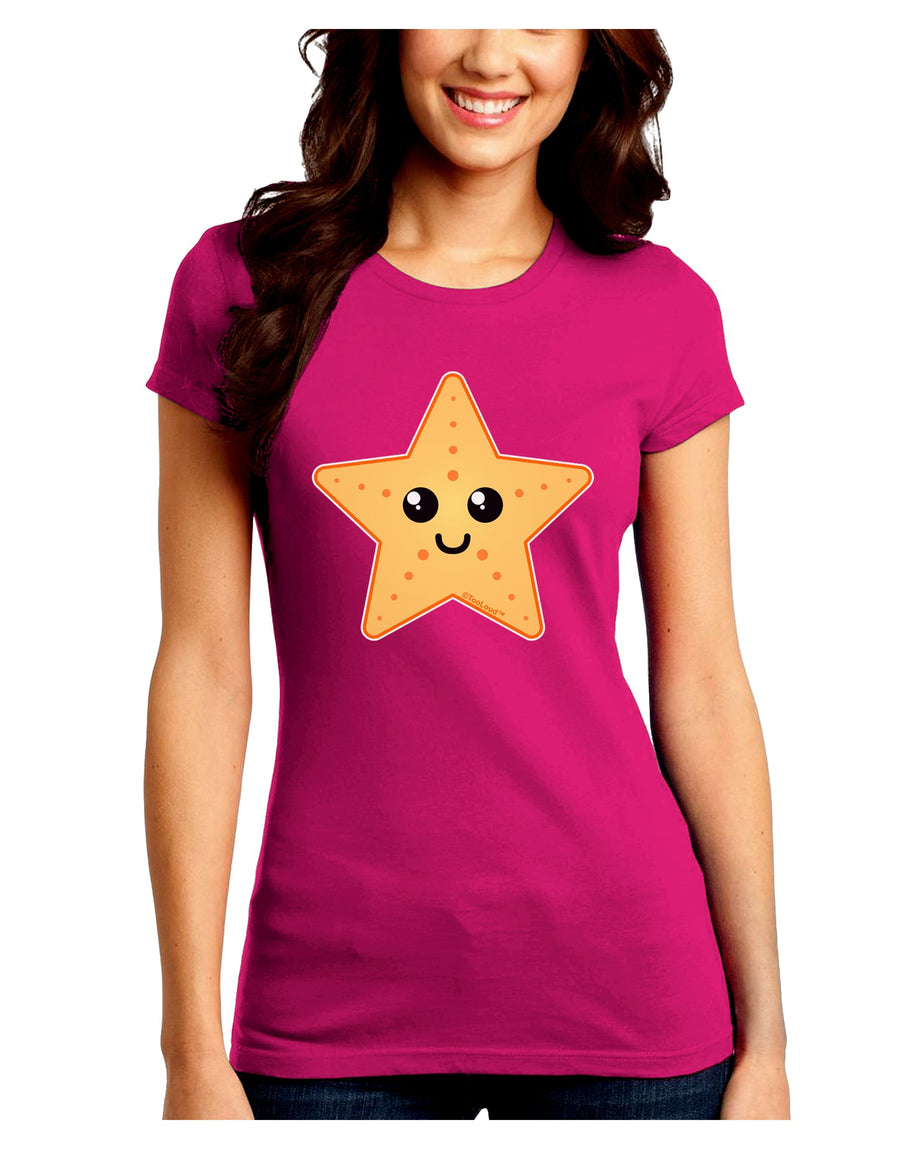 Cute Starfish Juniors Crew Dark T-Shirt by TooLoud-T-Shirts Juniors Tops-TooLoud-Black-Juniors Fitted Small-Davson Sales