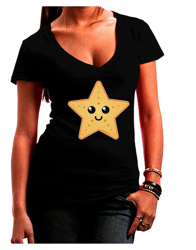 Cute Starfish Juniors V-Neck Dark T-Shirt by TooLoud-Womens V-Neck T-Shirts-TooLoud-Black-Juniors Fitted Small-Davson Sales