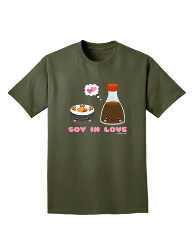 Cute Sushi and Soy Sauce - Soy In Love Adult Dark T-Shirt by TooLoud-Mens T-Shirt-TooLoud-Military-Green-Small-Davson Sales