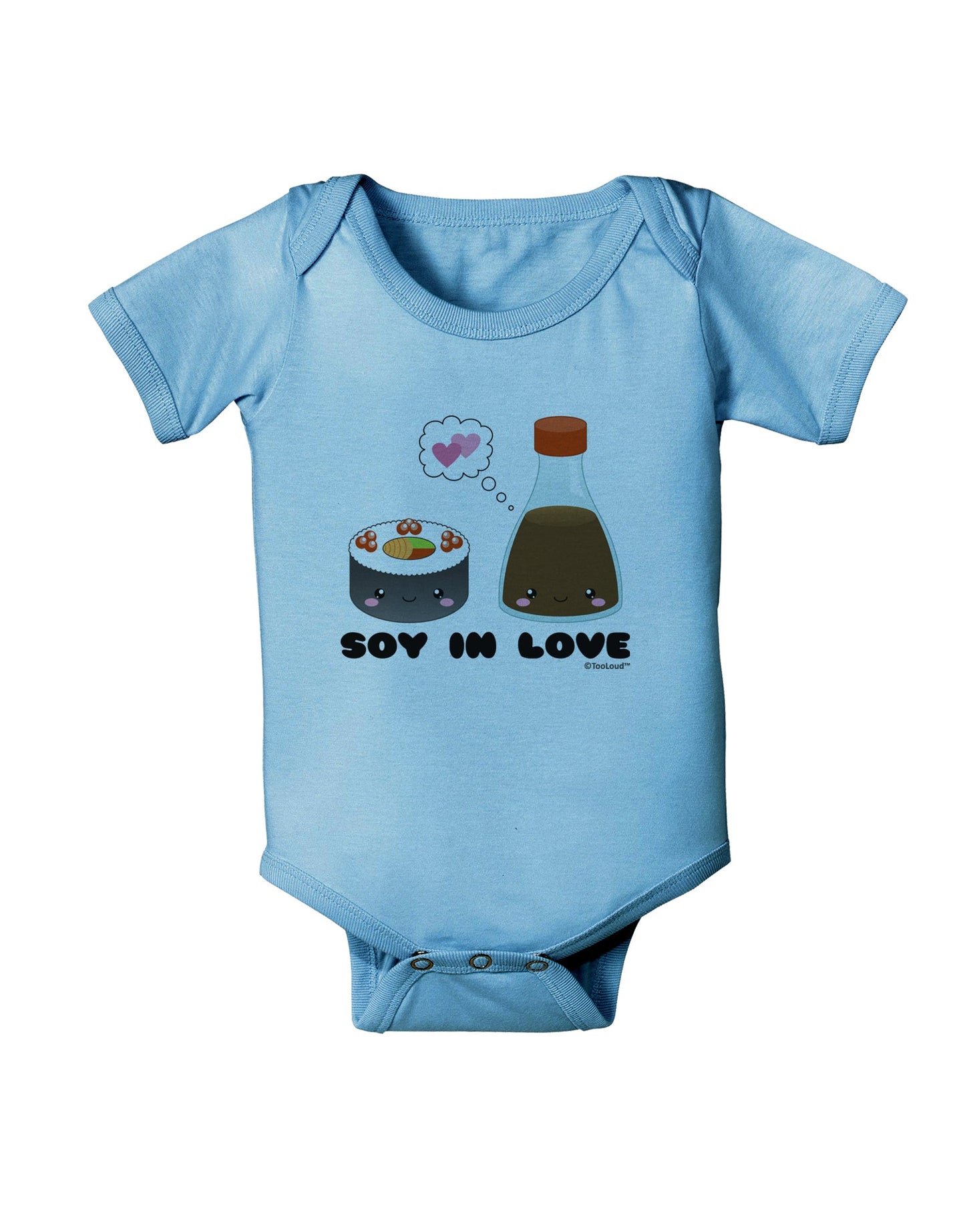 Cute Sushi and Soy Sauce - Soy In Love Baby Romper Bodysuit by TooLoud-Baby Romper-TooLoud-Light-Blue-06-Months-Davson Sales