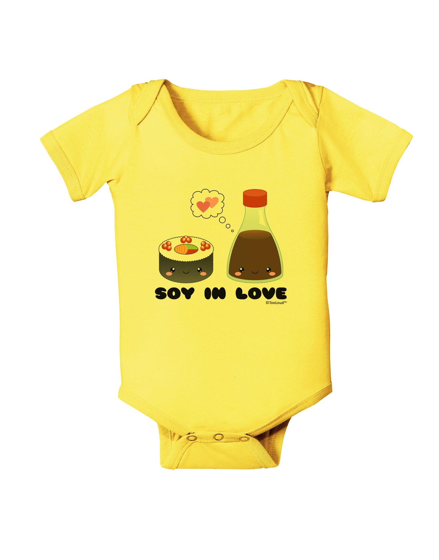 Cute Sushi and Soy Sauce - Soy In Love Baby Romper Bodysuit by TooLoud-Baby Romper-TooLoud-Yellow-06-Months-Davson Sales