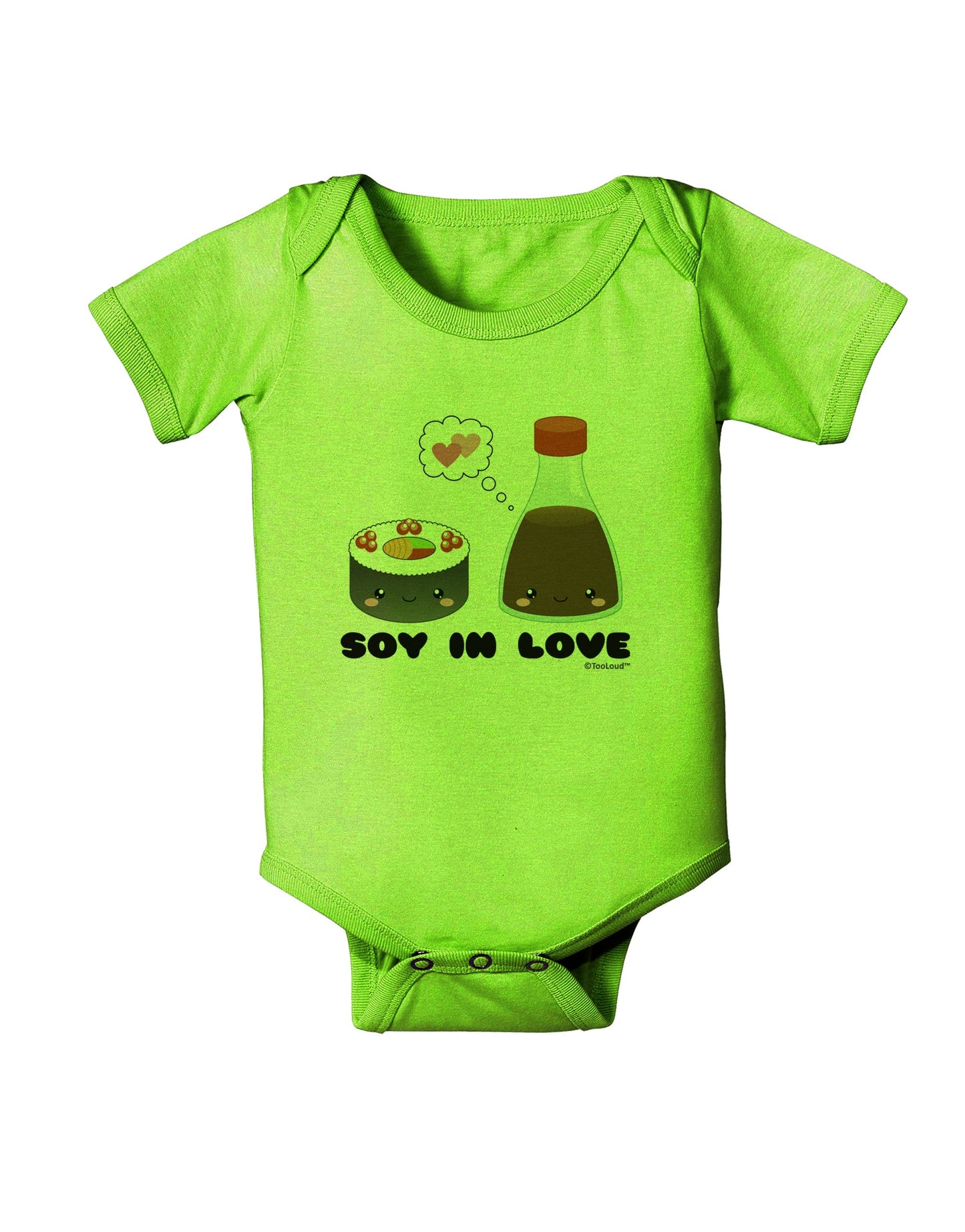 Cute Sushi and Soy Sauce - Soy In Love Baby Romper Bodysuit by TooLoud-Baby Romper-TooLoud-Lime-Green-06-Months-Davson Sales