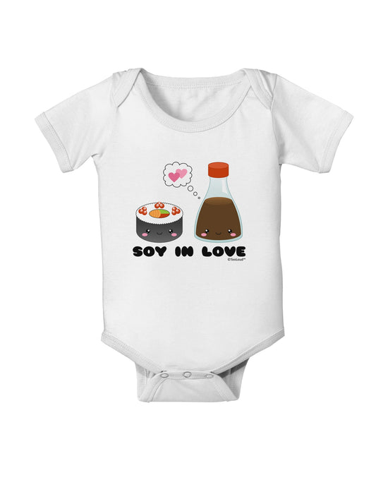 Cute Sushi and Soy Sauce - Soy In Love Baby Romper Bodysuit by TooLoud-Baby Romper-TooLoud-White-06-Months-Davson Sales