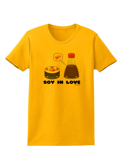 Cute Sushi and Soy Sauce - Soy In Love Womens T-Shirt by TooLoud-Womens T-Shirt-TooLoud-Gold-X-Small-Davson Sales