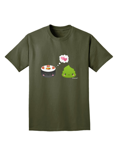 Cute Sushi and Wasabi Love Adult Dark T-Shirt by TooLoud-Mens T-Shirt-TooLoud-Military-Green-Small-Davson Sales