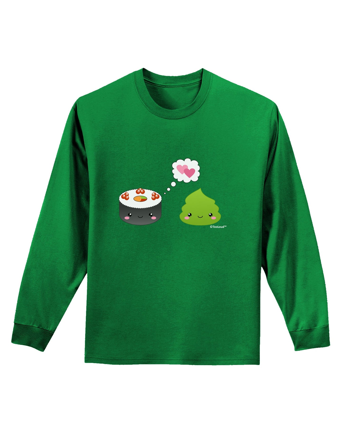 Cute Sushi and Wasabi Love Adult Long Sleeve Dark T-Shirt by TooLoud-TooLoud-Kelly-Green-Small-Davson Sales