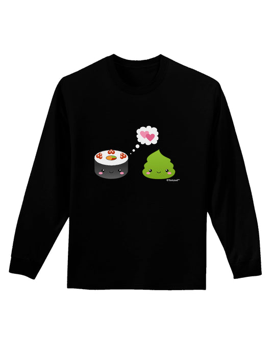 Cute Sushi and Wasabi Love Adult Long Sleeve Dark T-Shirt by TooLoud-TooLoud-Black-Small-Davson Sales