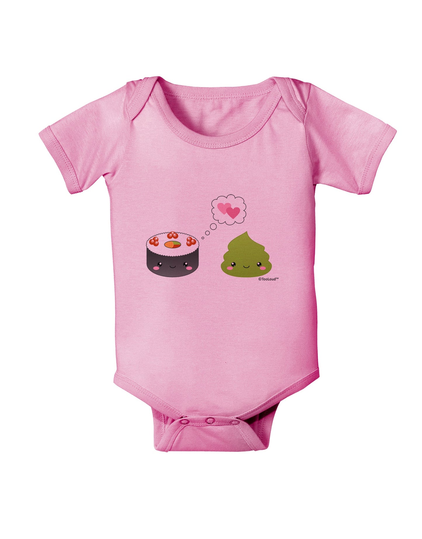 Cute Sushi and Wasabi Love Baby Romper Bodysuit by TooLoud-Baby Romper-TooLoud-Light-Pink-06-Months-Davson Sales