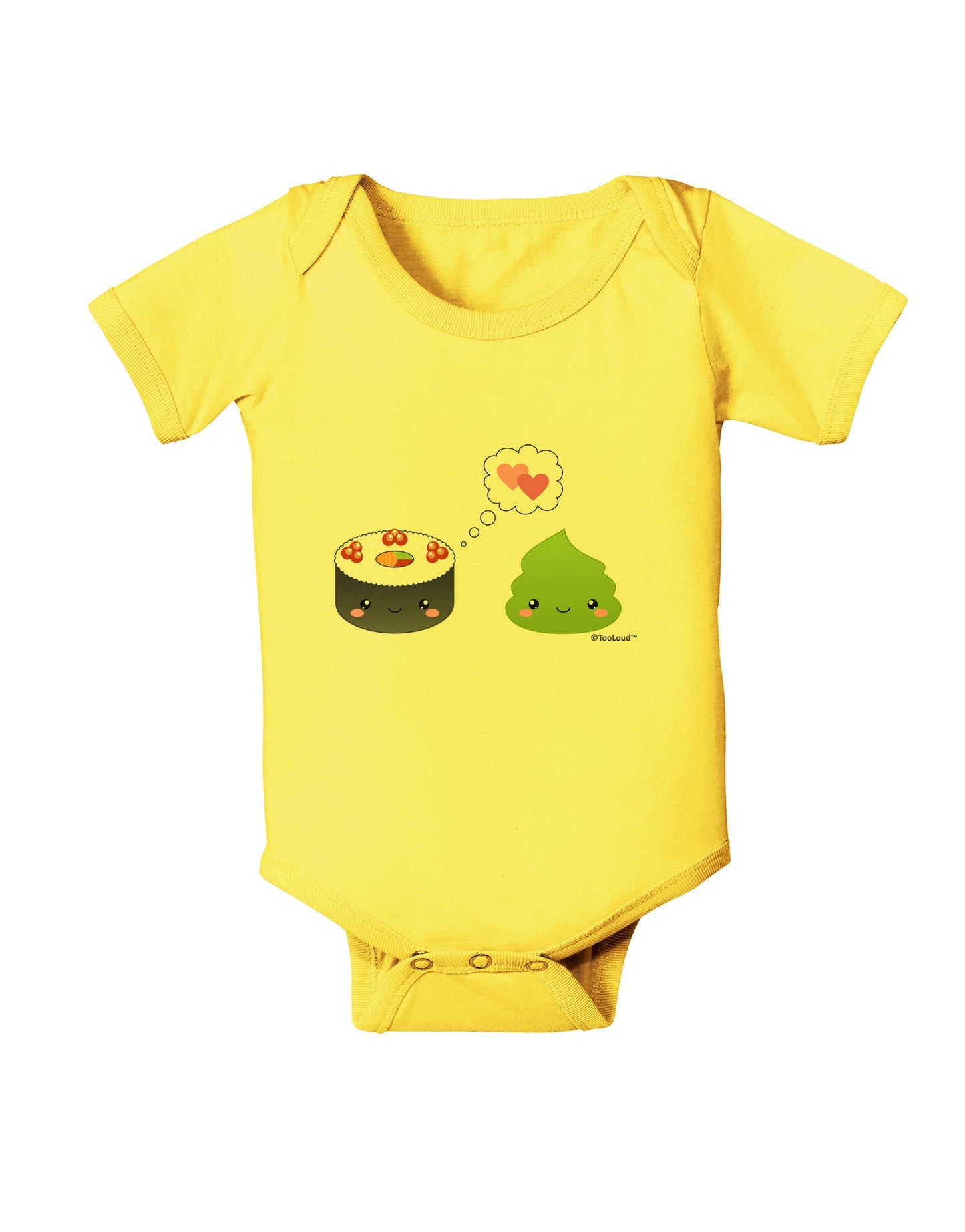Cute Sushi and Wasabi Love Baby Romper Bodysuit by TooLoud-Baby Romper-TooLoud-Yellow-06-Months-Davson Sales