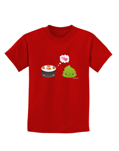 Cute Sushi and Wasabi Love Childrens Dark T-Shirt by TooLoud-Childrens T-Shirt-TooLoud-Red-X-Small-Davson Sales